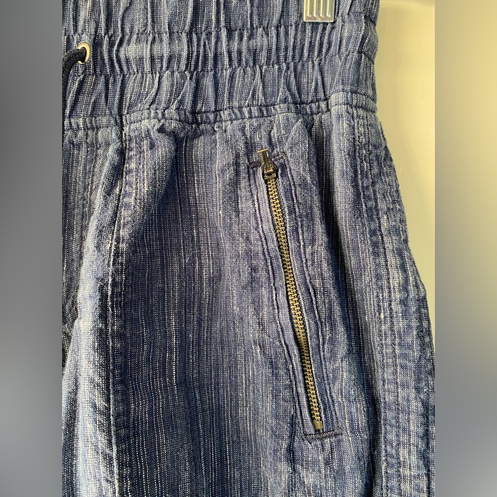 ATHLETA Cabo 100% Linen Wide Leg Pants Chambray Blue Petite 4P - Picture 6 of 9